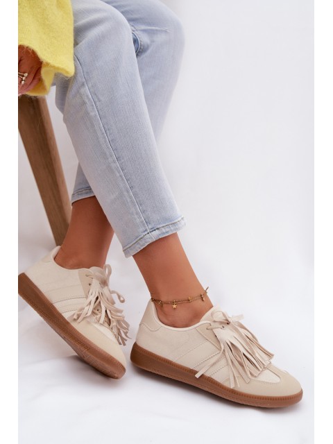 Women's Sneakers With Fringes Beige Dorivelle