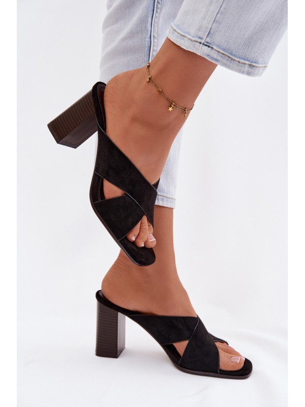 Women's Block Heel Black Sandals Denessa