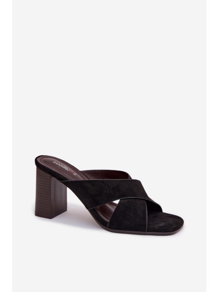 Women's Block Heel Black Sandals Denessa