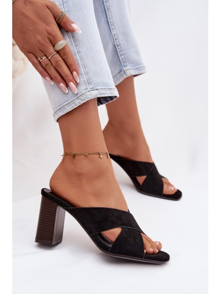 Women's Block Heel Black Sandals Denessa