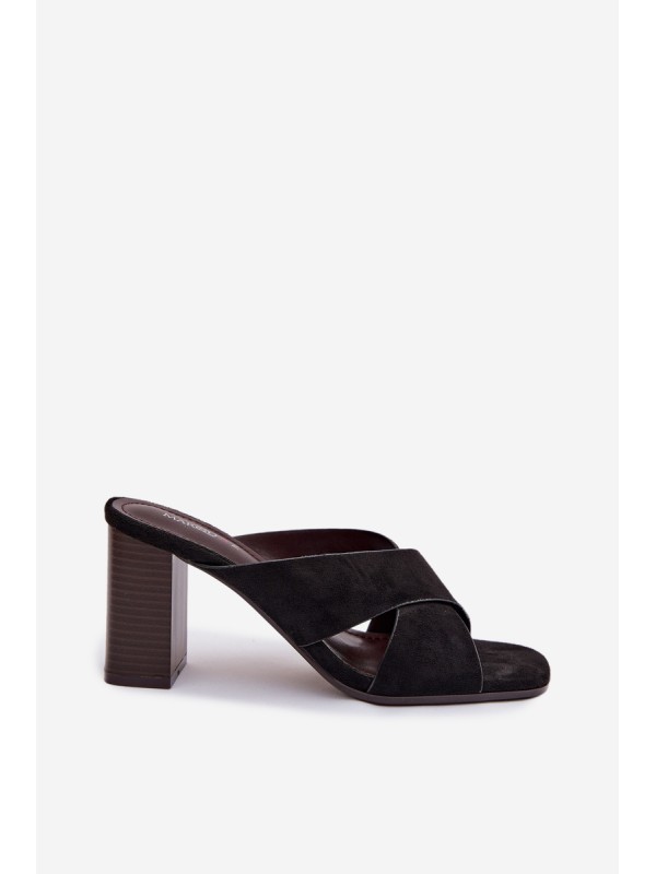 Women's Block Heel Black Sandals Denessa