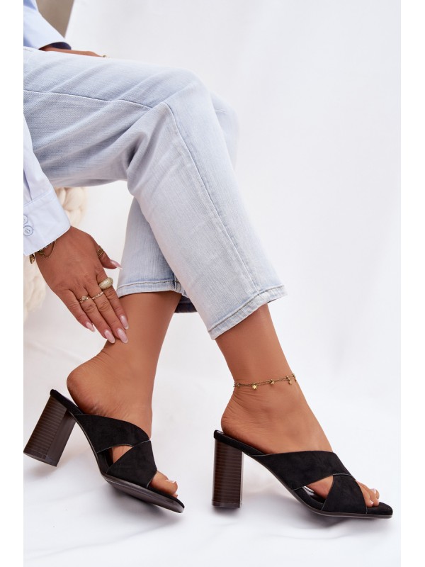 Women's Block Heel Black Sandals Denessa