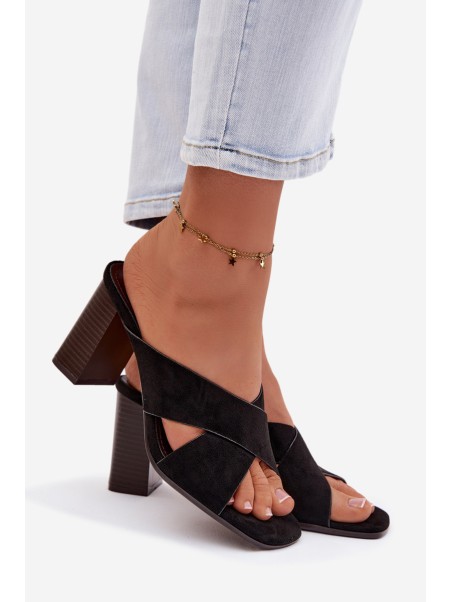 Women's Block Heel Black Sandals Denessa