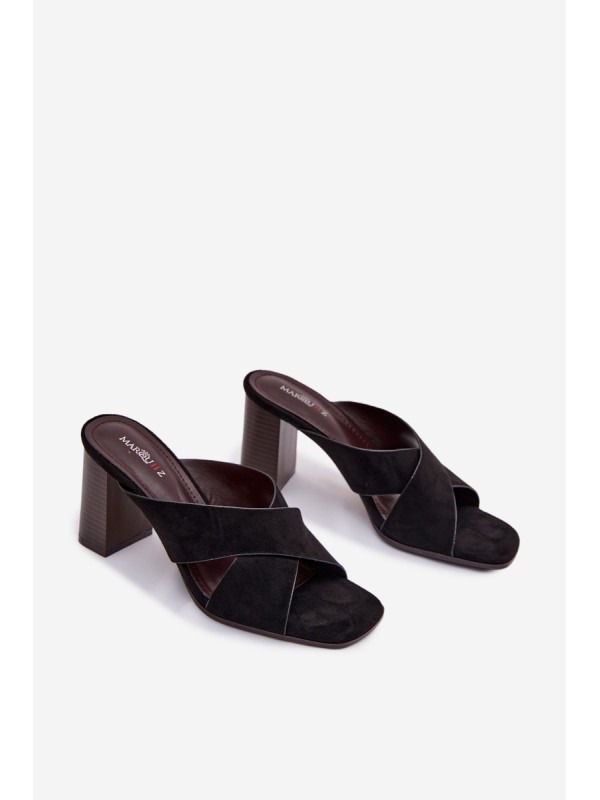 Women's Block Heel Black Sandals Denessa