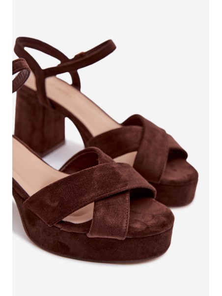 Women's Block Heel Chocolate Sandals Janelia