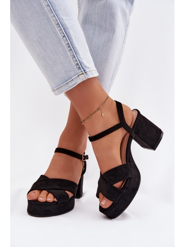 Women's Block Heel Black Sandals Janelia 2