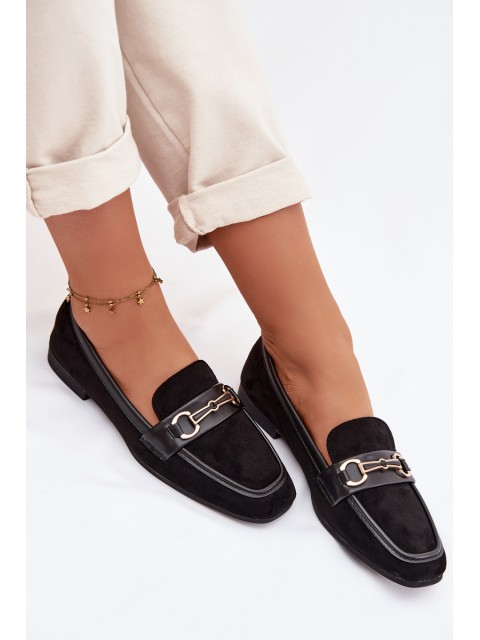 Women's Loafers Moccasins with Decoration Black Palerina