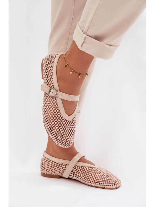 Mesh Ballerinas With Strap Light Beige Pherina
