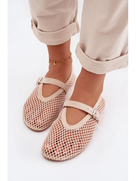 Mesh Ballerinas With Strap Light Beige Pherina