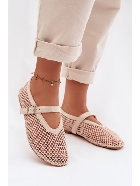 Mesh Ballerinas With Strap Light Beige Pherina