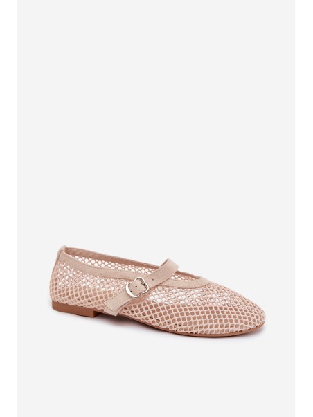 Mesh Ballerinas With Strap Light Beige Pherina