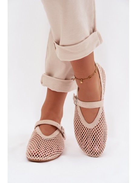Mesh Ballerinas With Strap Light Beige Pherina