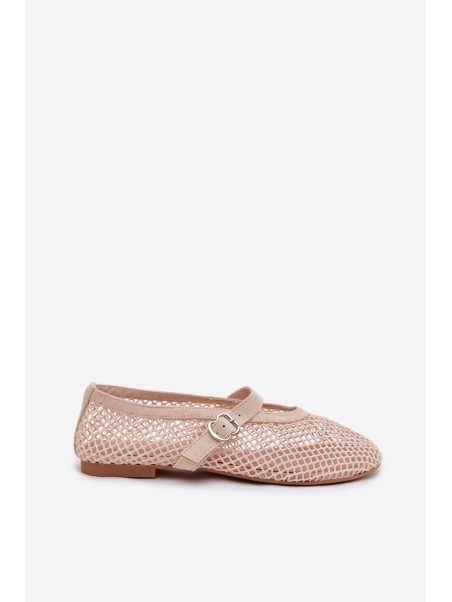 Mesh Ballerinas With Strap Light Beige Pherina