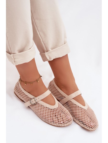 Mesh Ballerinas With Strap Light Beige Pherina