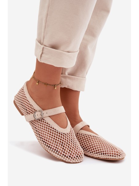 Mesh Ballerinas With Strap Light Beige Pherina