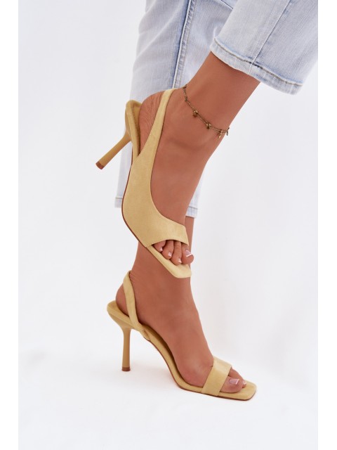 Women's High Heel Sandals Made of Eco Suede Yellow Calvoria