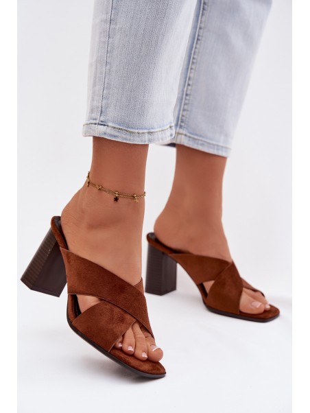 Women's Block Heel Brown Sandals Denessa