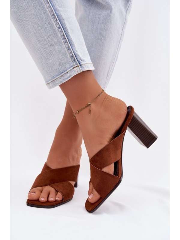 Women's Block Heel Brown Sandals Denessa 2