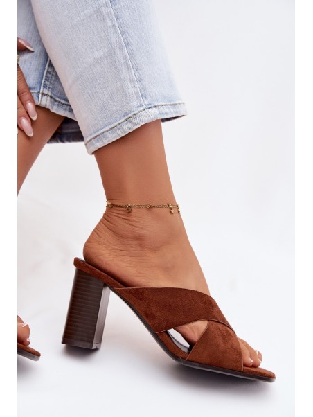 Women's Block Heel Brown Sandals Denessa