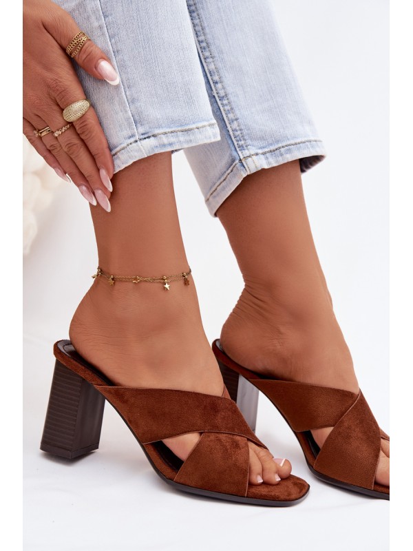 Women's Block Heel Brown Sandals Denessa