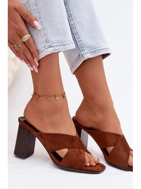 Women's Block Heel Brown Sandals Denessa