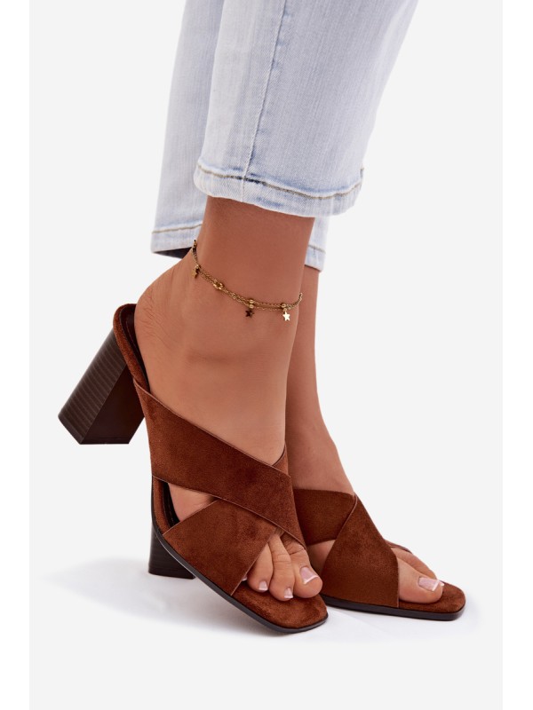 Women's Block Heel Brown Sandals Denessa