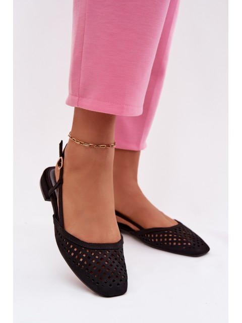 Breathable Eco Suede Black Ballerinas Farivelle