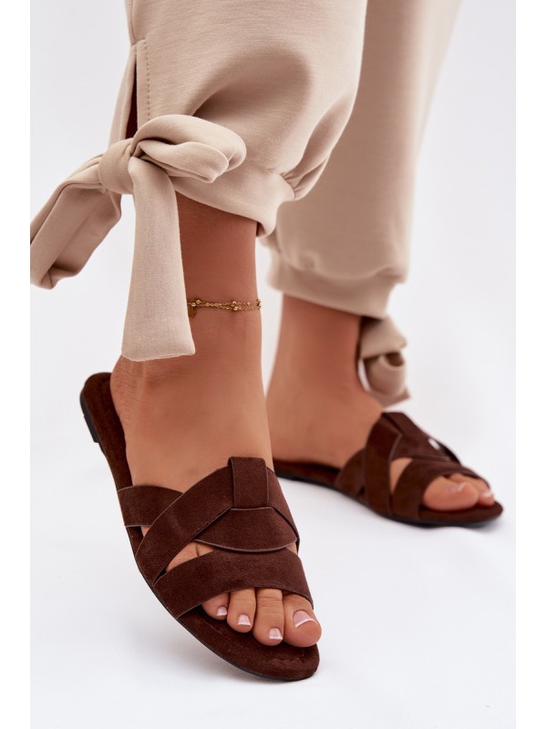 Women's Flat Strappy Chocolate Pavelle Slides