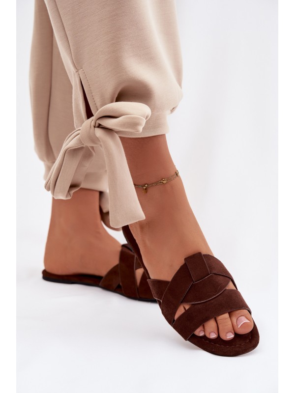 Women's Flat Strappy Chocolate Pavelle Slides 2