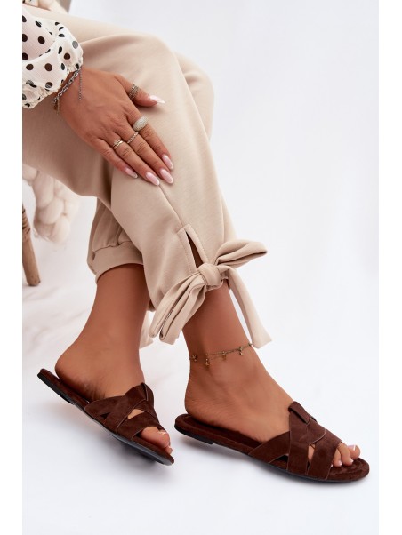 Women's Flat Strappy Chocolate Pavelle Slides