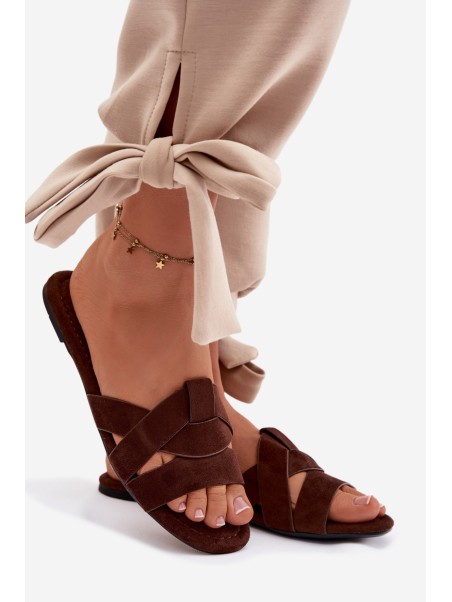 Women's Flat Strappy Chocolate Pavelle Slides