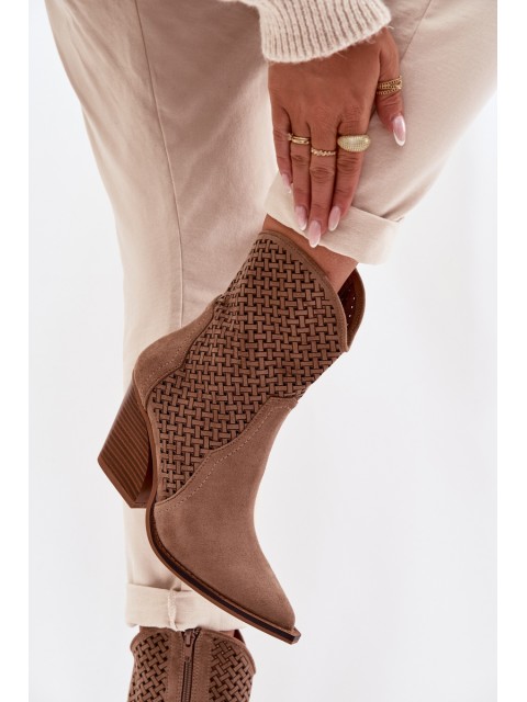 Women's Openwork Block Heel Beige Rivorina 2