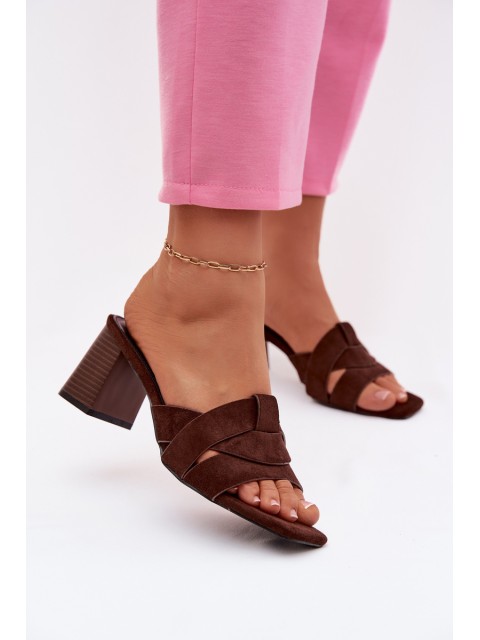 Women's Block Heel Strappy Eko Suede Chocolate Corivelle 2