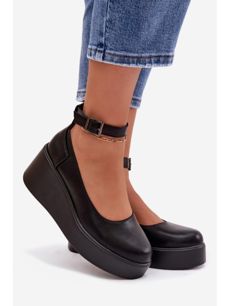 Women's Platform Shoes with Strap Black Belvissa