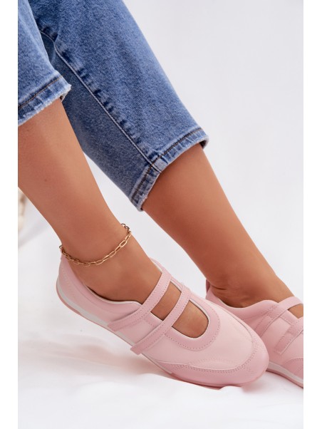 Sporty Women's Ballerinas With Straps Pink Farvessa