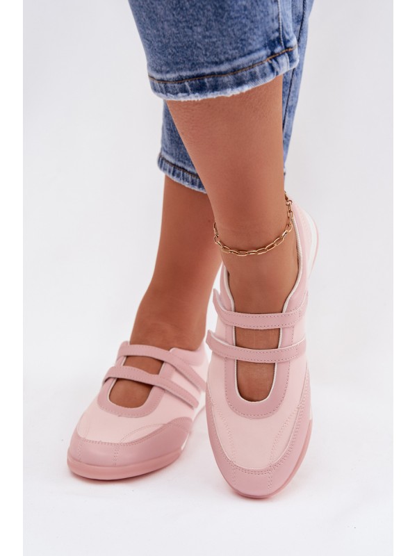 Sporty Women's Ballerinas With Straps Pink Farvessa