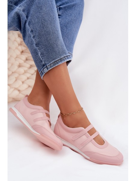 Sporty Women's Ballerinas With Straps Pink Farvessa