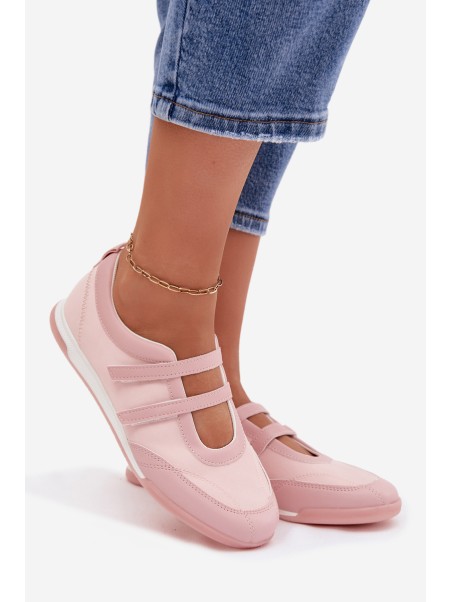 Sporty Women's Ballerinas With Straps Pink Farvessa