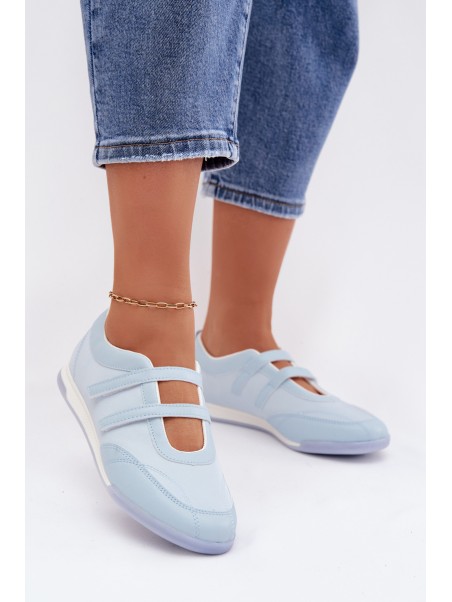 Sporty Women's Ballerinas With Straps Blue Farvessa