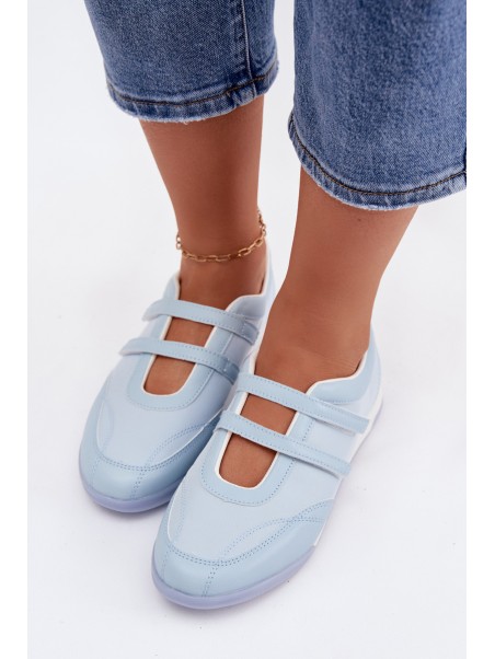 Sporty Women's Ballerinas With Straps Blue Farvessa