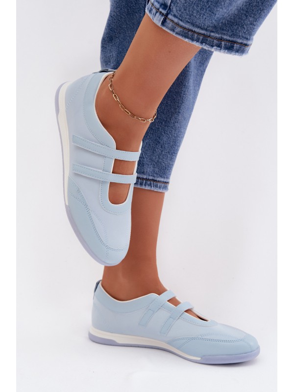 Sporty Women's Ballerinas With Straps Blue Farvessa