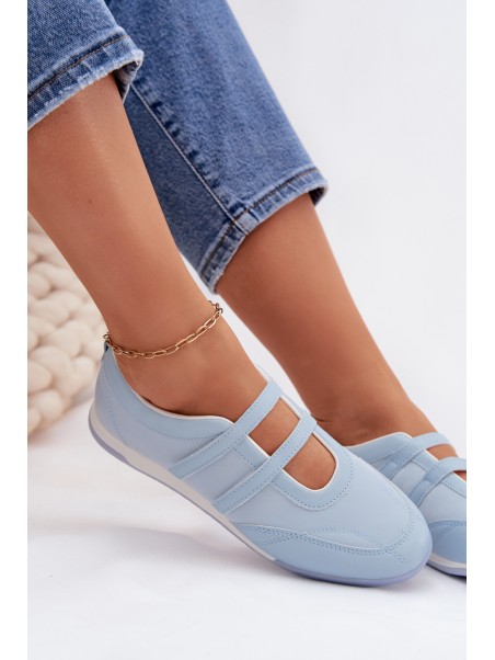 Sporty Women's Ballerinas With Straps Blue Farvessa