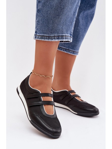 Sporty Women's Ballerinas With Straps Black Farvessa