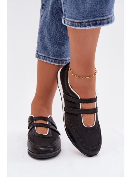 Sporty Women's Ballerinas With Straps Black Farvessa
