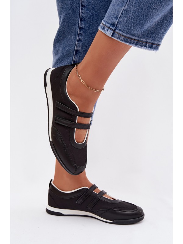 Sporty Women's Ballerinas With Straps Black Farvessa