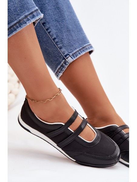 Sporty Women's Ballerinas With Straps Black Farvessa