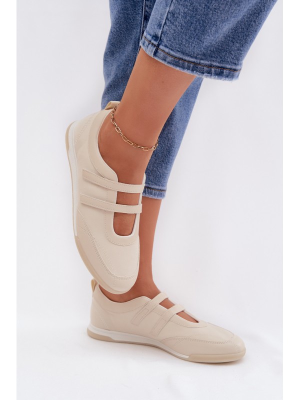 Women's Sports Ballerinas With Straps Beige Farvessa