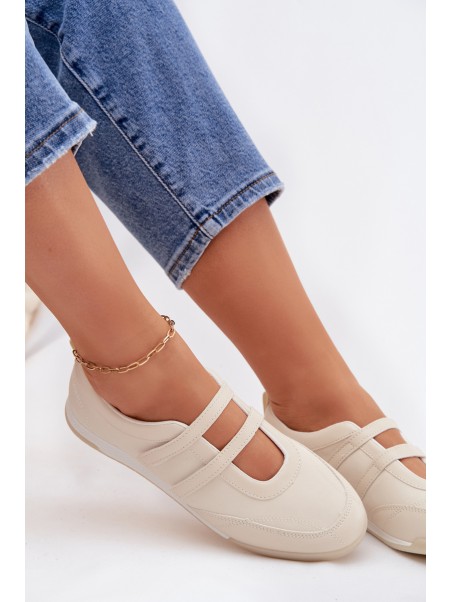 Women's Sports Ballerinas With Straps Beige Farvessa