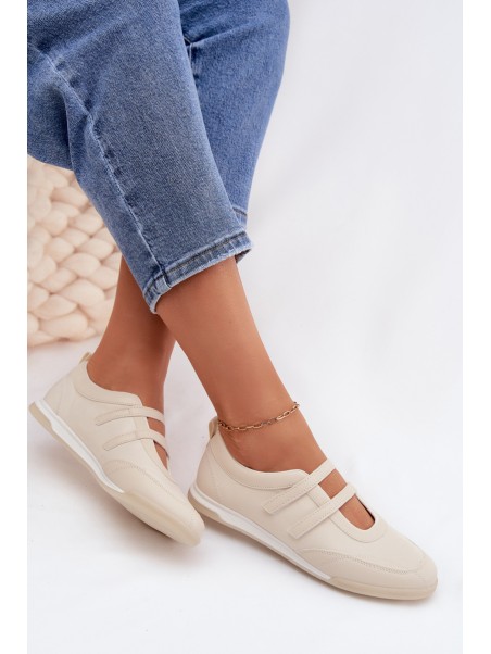 Women's Sports Ballerinas With Straps Beige Farvessa