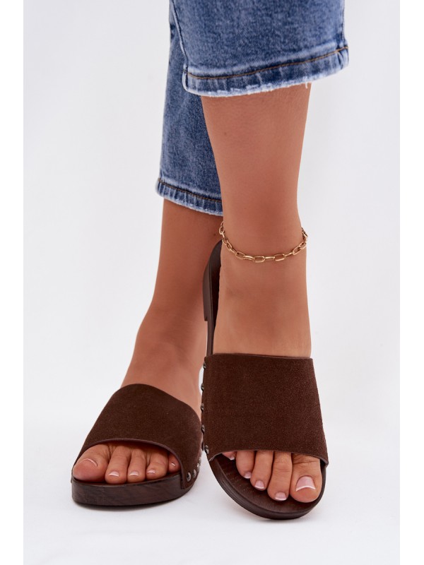 Women's Flat Buckle Sandals Chocolate Amelvessa 2